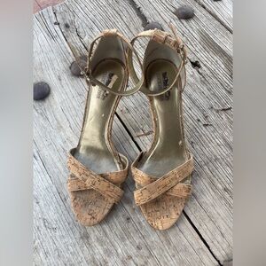 Coach and Four Natural Cork Ankle Strappy Sandals 9.5